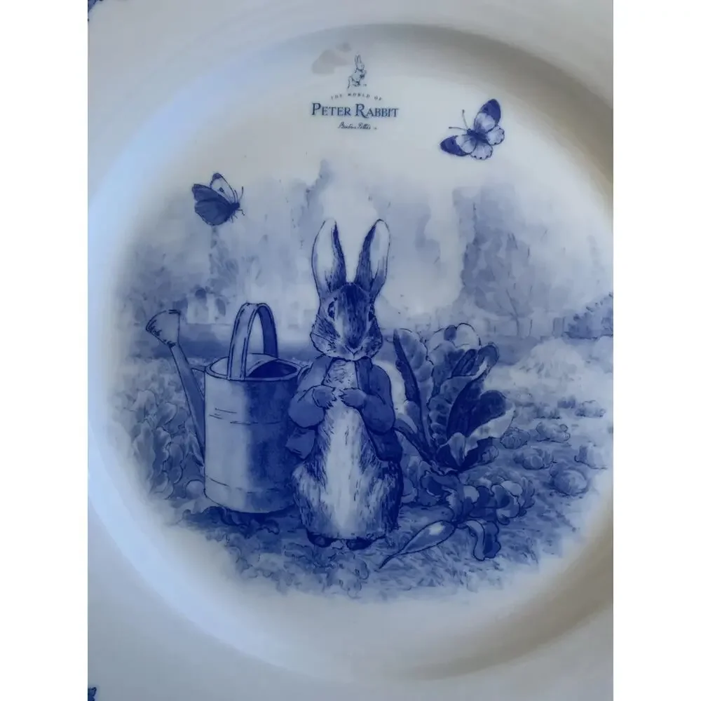 Beatrix Potter Peter Rabbit Dinner Plates 10.5in Blue Ivy Toile Set of 4 Easter